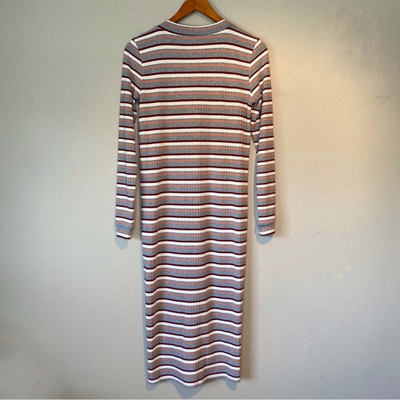 Loft Stripe Ribbed Button Down Long Sleeve Duster Cardigan Dress Size XXS - Picture 5 of 16